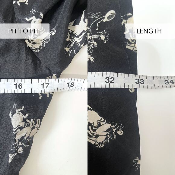 RE/DONE NWT Cowboy Horses Bow 100% Silk Crepe Mini Dress Size S - Picture 15 of 16